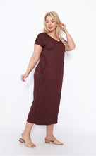 Load image into Gallery viewer, 7643  V-neck Pockets Dress Chocolate
