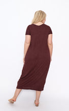 Load image into Gallery viewer, 7643  V-neck Pockets Dress Chocolate
