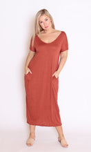 Load image into Gallery viewer, 7643 V-neck Pockets Cotton Dress
