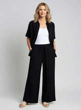Load image into Gallery viewer, 8072 Relaxed Button-Front Shirt &amp; 8077 Wide-Leg Pants Black

