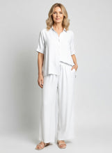 Load image into Gallery viewer, 8072 Relaxed Button-Front Shirt &amp; 8077 Wide-Leg Pants White
