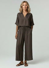 Load image into Gallery viewer, 8073 Relaxed Collared Top &amp; 8077 Wide-Leg Pants Set White Chocolate
