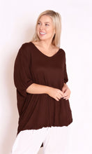 Load image into Gallery viewer, 7633 Dark Chocolate Hi-Low oversized draped top
