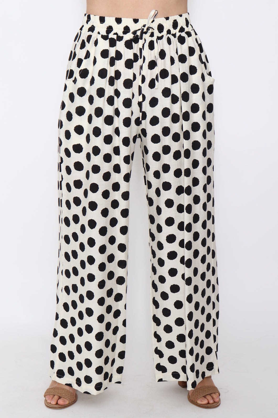 7972 Black Polka Dots Wide-Leg pants