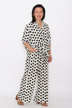 Load image into Gallery viewer, 8032 Black Polka Dots Hi-Low shirt &amp; 7972 Black Polka dots Wide-Leg pants
