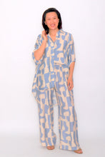 Load image into Gallery viewer, 8032 Blue with Beige Hi-Low shirt &amp; 7972 Wide-Leg pants

