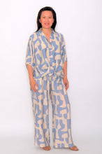 Load image into Gallery viewer, 8032 Blue with Beige Hi-Low shirt &amp; 7972 Wide-Leg pants
