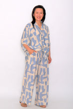 Load image into Gallery viewer, 8032 Blue with Beige Hi-Low shirt &amp; 7972 Wide-Leg pants
