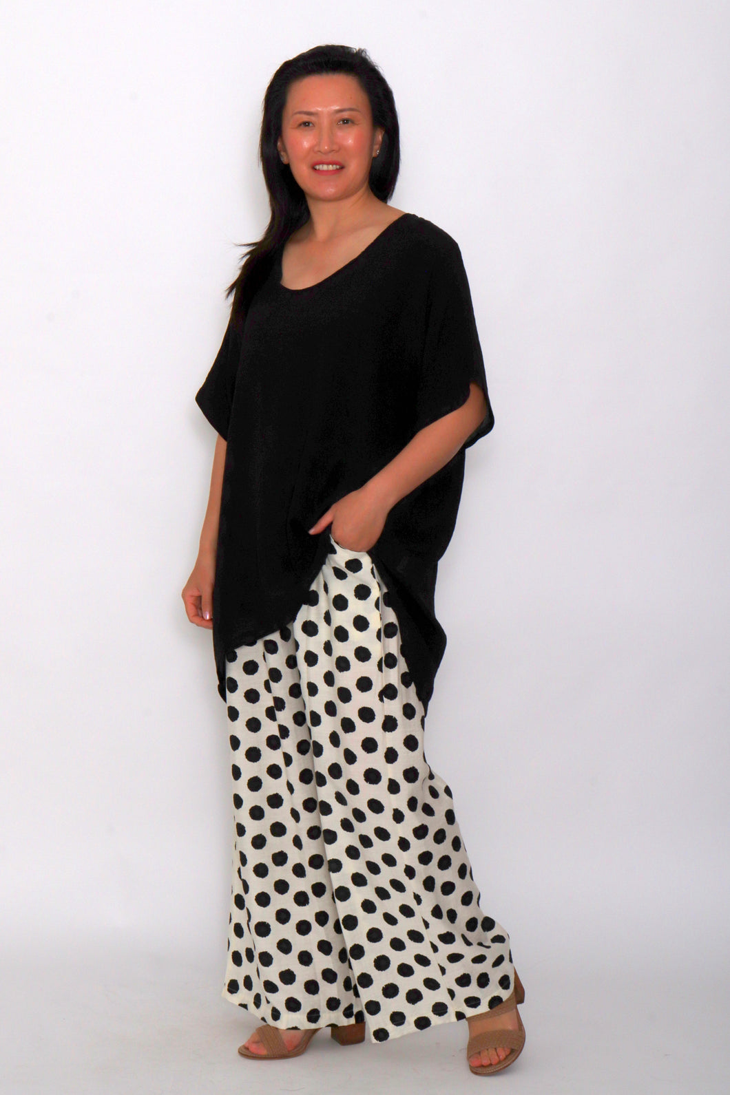 7451 black Shirt & 7919 black top & 7972 Black Polka pants