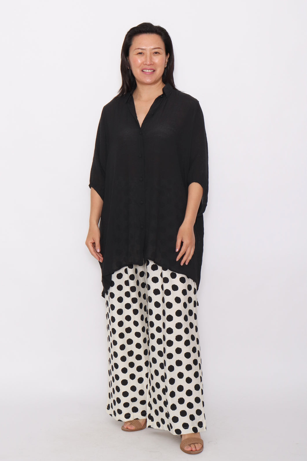 7451 black Shirt & 7919 black top & 7972 Black Polka pants