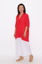 Load image into Gallery viewer, 7451 Christmas Red Hi-Low button up shirt &amp; 7735 White Wide-Leg pants
