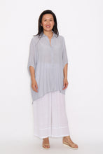 Load image into Gallery viewer, 7451 Soft Grey Button up Hi-Low shirt &amp; 7735 White Wide-Leg pants
