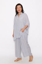 Load image into Gallery viewer, 7451 Soft Grey Button up Hi-Low shirt &amp; 7735 Soft Grey Wide-Leg pants
