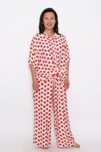 Load image into Gallery viewer, 8032 Red Polka Dots Hi-Low shirt &amp; 7972 Red Polka dots Wide-Leg pants
