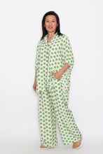 Load image into Gallery viewer, 8032 Green Polka Dots Hi-Low shirt &amp; 7972 Green Polka dots Wide-Leg pants

