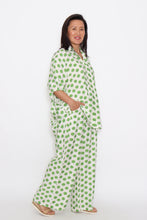 Load image into Gallery viewer, 8032 Green Polka Dots Hi-Low shirt &amp; 7972 Green Polka dots Wide-Leg pants
