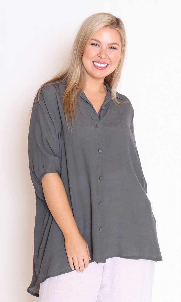 7451 Charcoal Hi-Low collar shirt