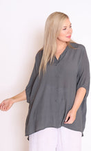 Load image into Gallery viewer, 7451 Charcoal Hi-Low collar shirt
