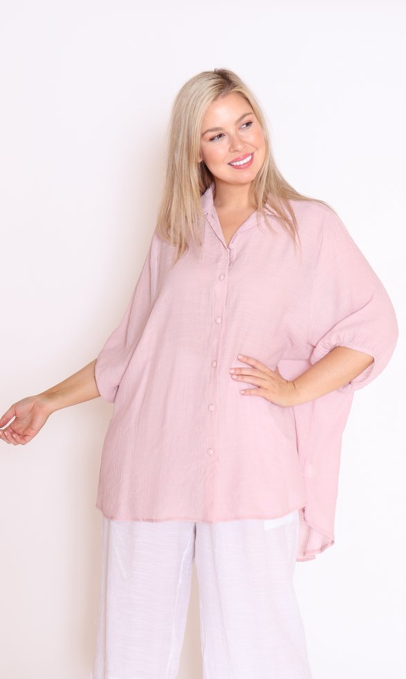 7451 Soft pink  Hi-Low collar shirt
