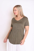 Load image into Gallery viewer, 7798 Khaki Tee with curvy hem
