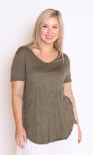 Load image into Gallery viewer, 7798 Khaki Tee with curvy hem
