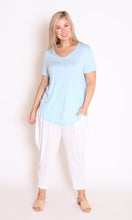 Load image into Gallery viewer, 7798 Ice blue Tee with curvy hem
