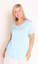 Load image into Gallery viewer, 7798 Ice blue Tee with curvy hem
