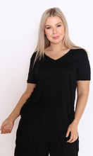 Load image into Gallery viewer, 7798 Black Tee with curvy hem
