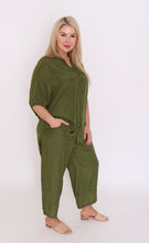 Load image into Gallery viewer, 7875 Olive button-up silky look shirt

