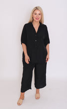 Load image into Gallery viewer, 7875 Black button-up silky look shirt
