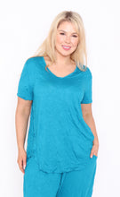 Load image into Gallery viewer, 7798 Electrical blue Tee with curvy hem
