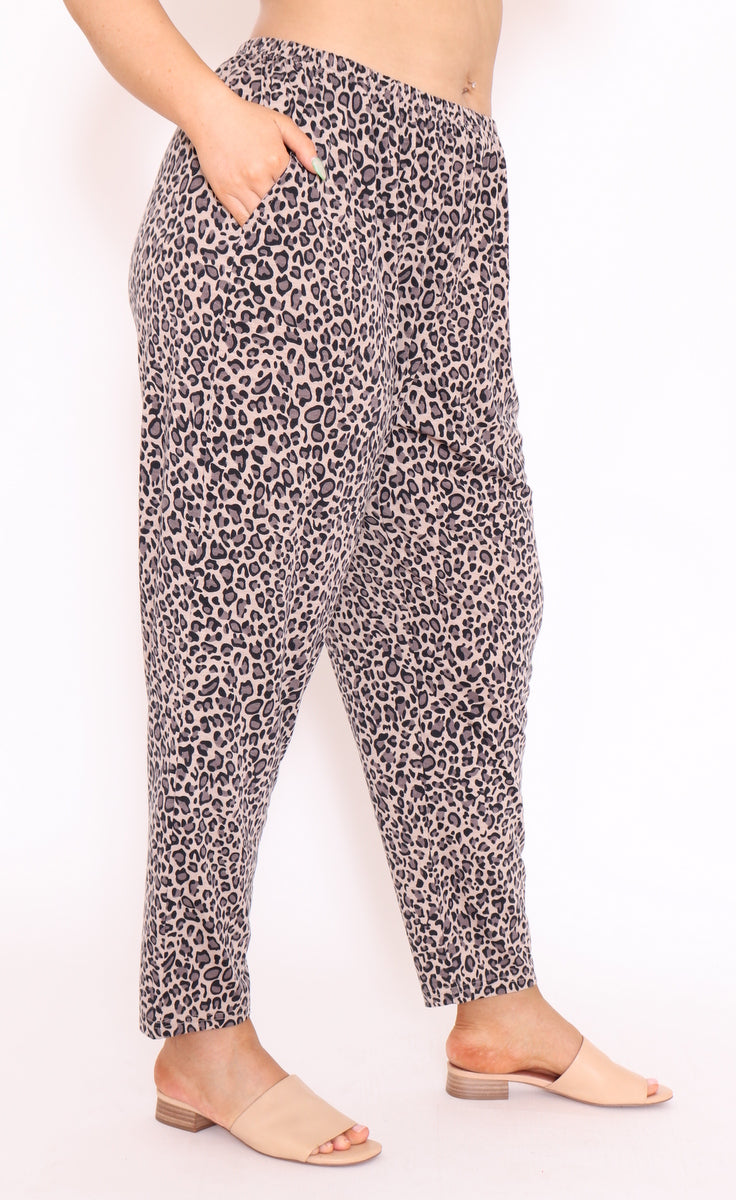7853 Brown Leopard loss pants with pockets