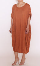 Load image into Gallery viewer, 7815 Rust Button up sleeves dress
