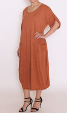 Load image into Gallery viewer, 7815 Rust Button up sleeves dress
